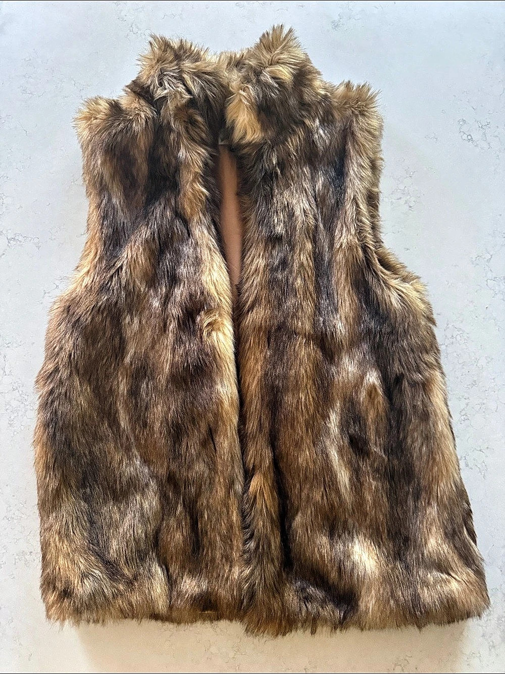 Natural Faux Fur Vest Size M Like New